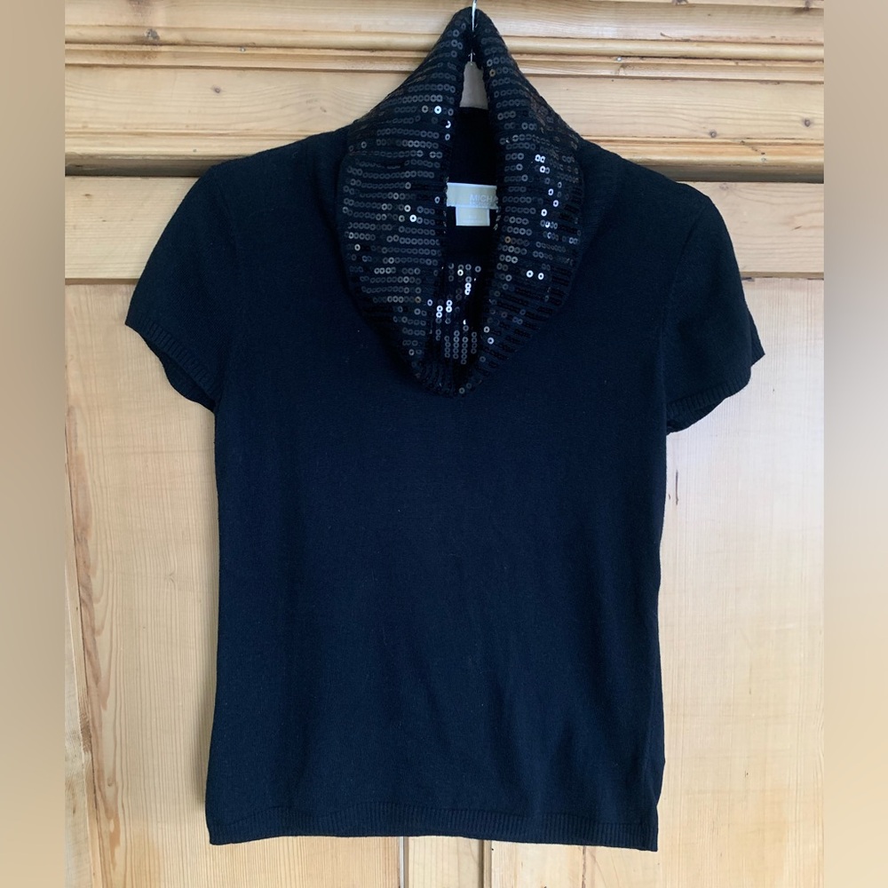 Michael Kors sequin cowl neck, black sweat sweater Size M